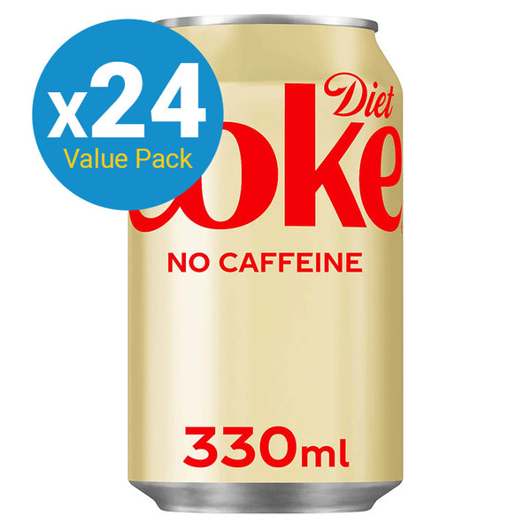 Diet Coke Soft Drink Caffeine Free Can - 330ml (24 Pack)