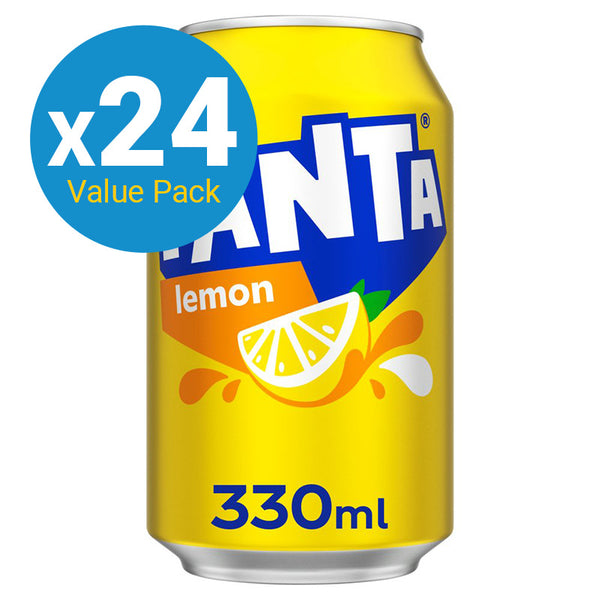 Fanta Lemon Soft Drink Can - 330ml (24 Pack)