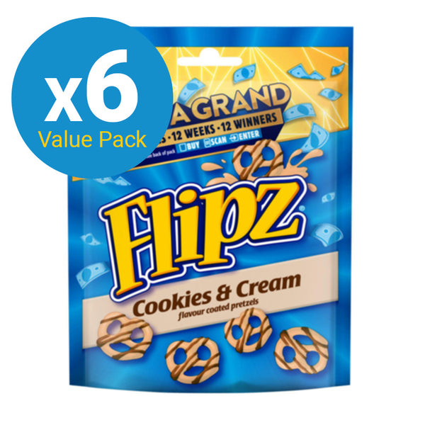 Flipz: Cookies & Cream Snacks - 90g (6 Pack)