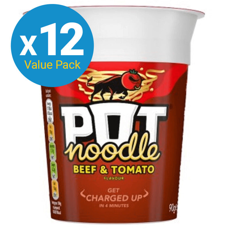 Pot Noodle Beef & Tomato Noodles - 90g (12 Pack)