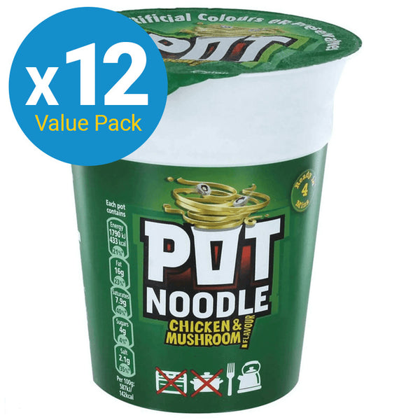 Pot Noodle: Chicken & Mushroom Instant Noodles - 90g (12 Pack)