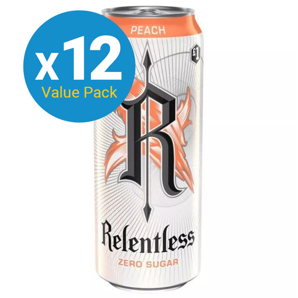 Relentless Zero Energy Drink Can Peach - 500ml (12 Pack)