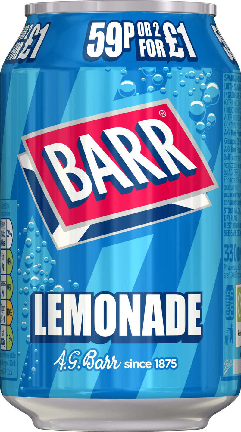 Barr Lemonade Soft Drink Can - 330ml (24 Pack)