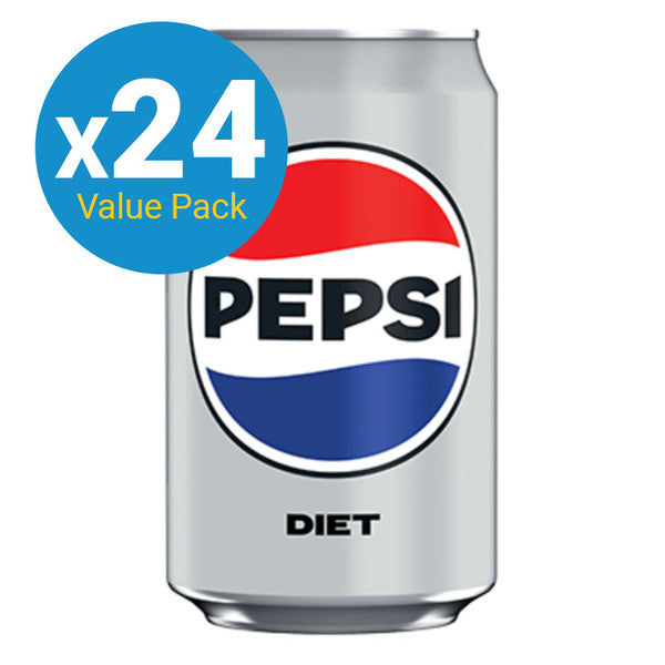 Pepsi Diet Soft Drink Can - 330ml (24 Pack)