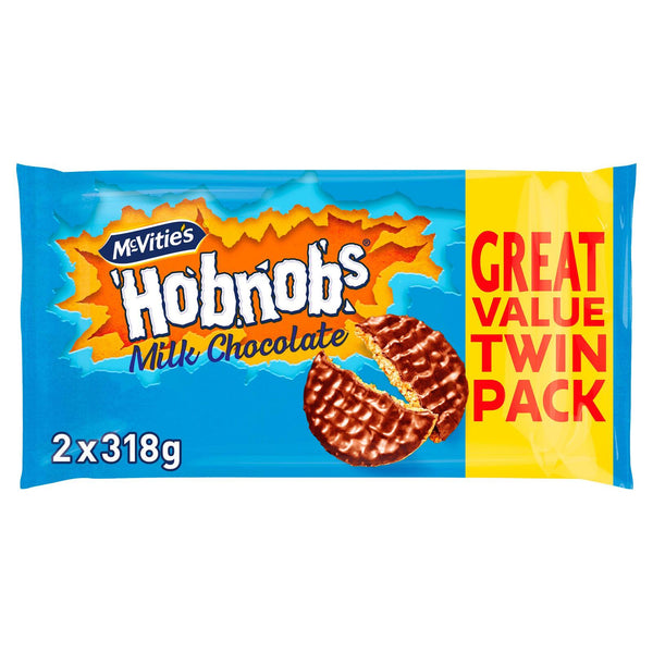 Mcvities Milk Chocolate Hobnob Biscuits x 318g Twin Pack