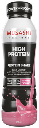 Musashi High Protein Drinks - Strawberry Milkshake (375ml) x 6