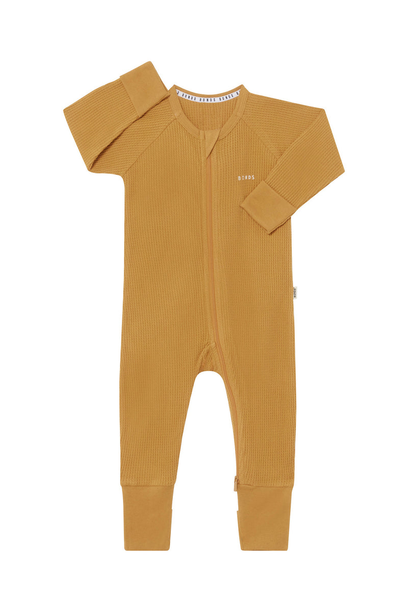 Bonds: Long Sleeve Waffle Zippy Wondersuit - Sweet Caramel (Size 0000)