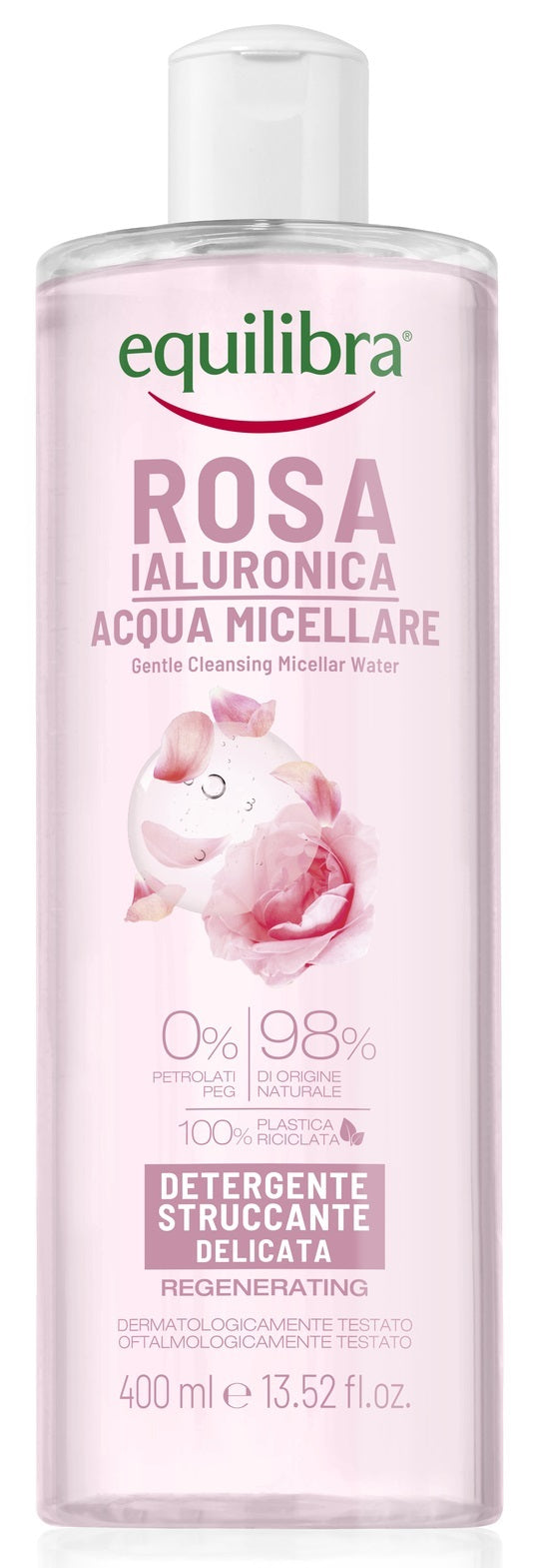 Equilibra: Gently Cleansing Rose Micellar Water with Hyaluronic Acid (400ml)