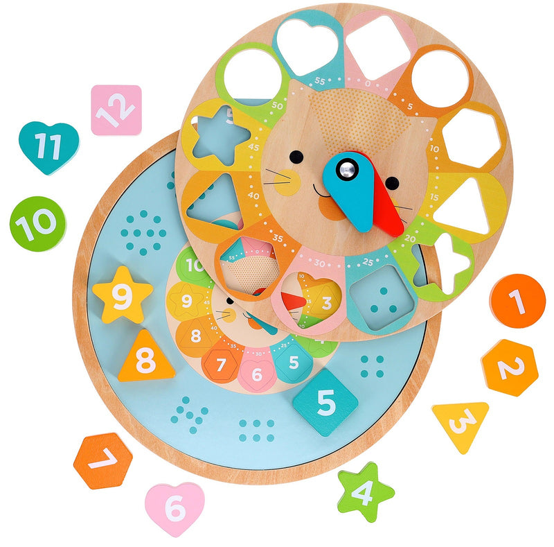 Petit Collage: Multi-Language Learning Clock Puzzle - Multi-Coloured