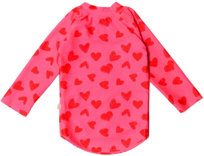 Nestling: Swim Rash Vest - Pink Hearts (10 years)