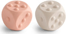 Mushie: Dice Press Toy - Blush/Shifting Sand (2 Pack)