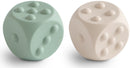 Mushie: Dice Press Toy - Cambridge Blue/Shifting Sand (2 Pack)