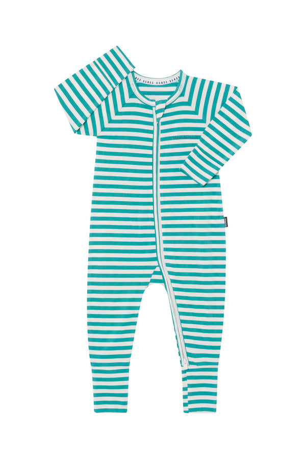 Bonds: Zippy Wondersuit - Teal Strip/Marscapone (Size 0)