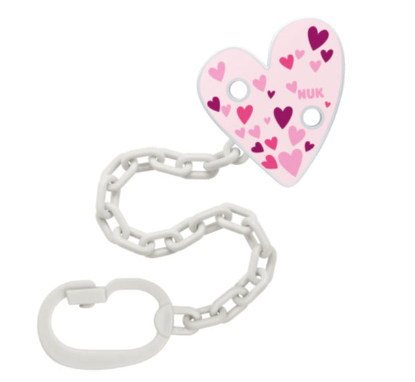 NUK: Shaped Soother Chain - Pink Hearts