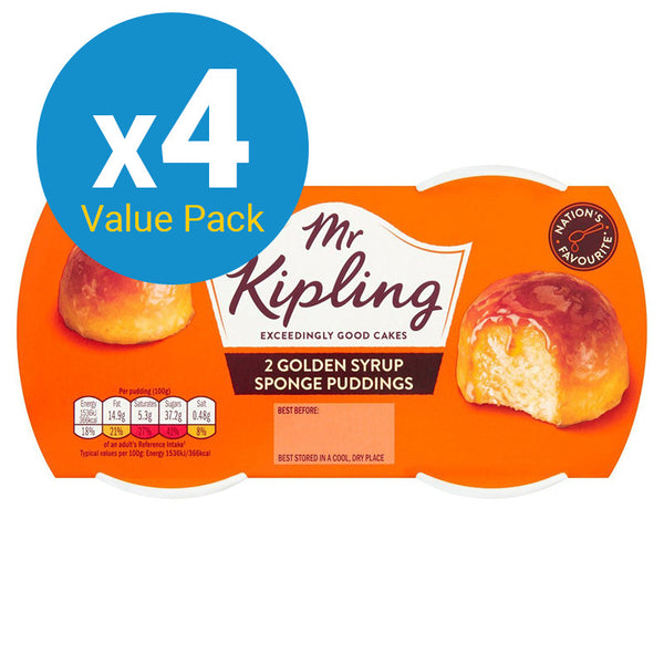 Mr Kipling Golden Syrup Sponge Puddings 2 x 95gm (4 Pack)