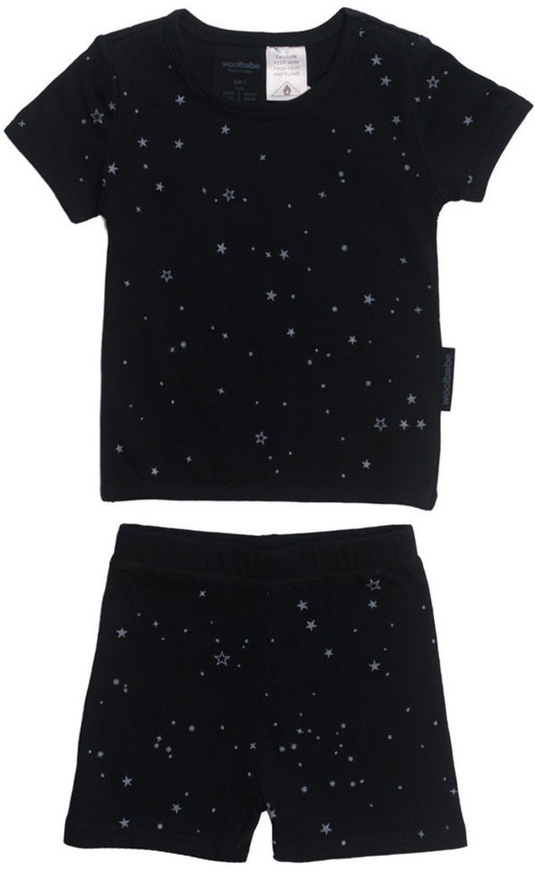 Woolbabe: Merino/Organic Cotton Summer Pyjamas - Night Stars (1 Year)