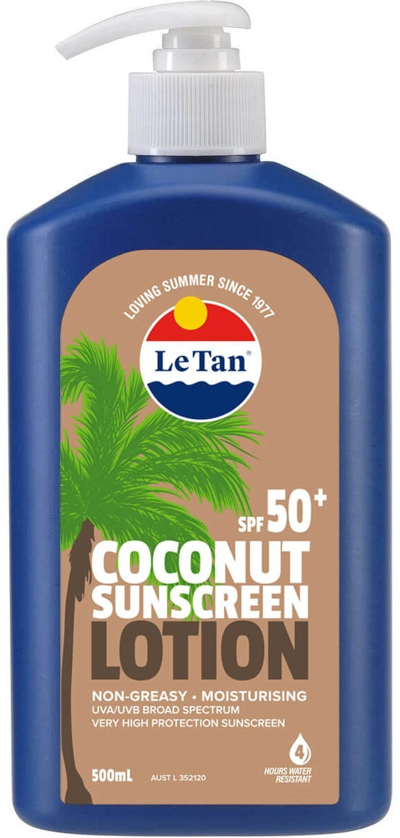 Le Tan: SPF 50+ Coconut Sunscreen Lotion (500ml)