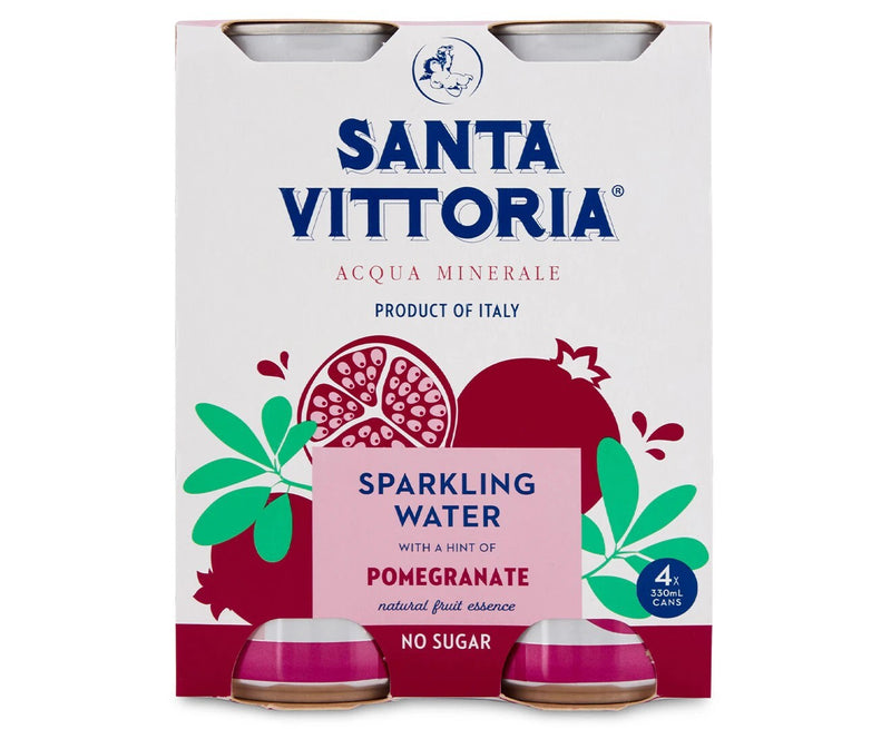 Santa Vittoria Sparkling Water Pomegranate - 330ml Can (24 Pack)