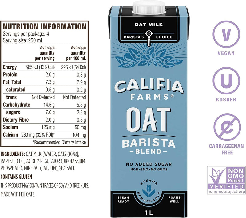 Califia Barista Oat Blend Milk 1L (6 Pack)