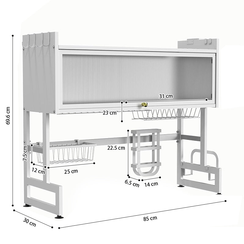 STORFEX 2-Tier Over Sink Dish Drying Rack with Cover - White