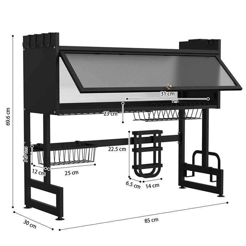 STORFEX 2-Tier Over Sink Dish Drying Rack with Cover - Black