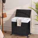 STORFEX 140L Large 3-Partition Laundry Hamper with Wheels and Lid - Black