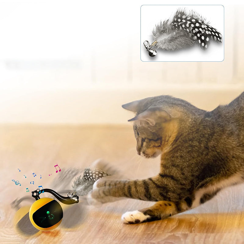 PETSWOL Interactive Cat Toy Ball with Remote Control - Yellow