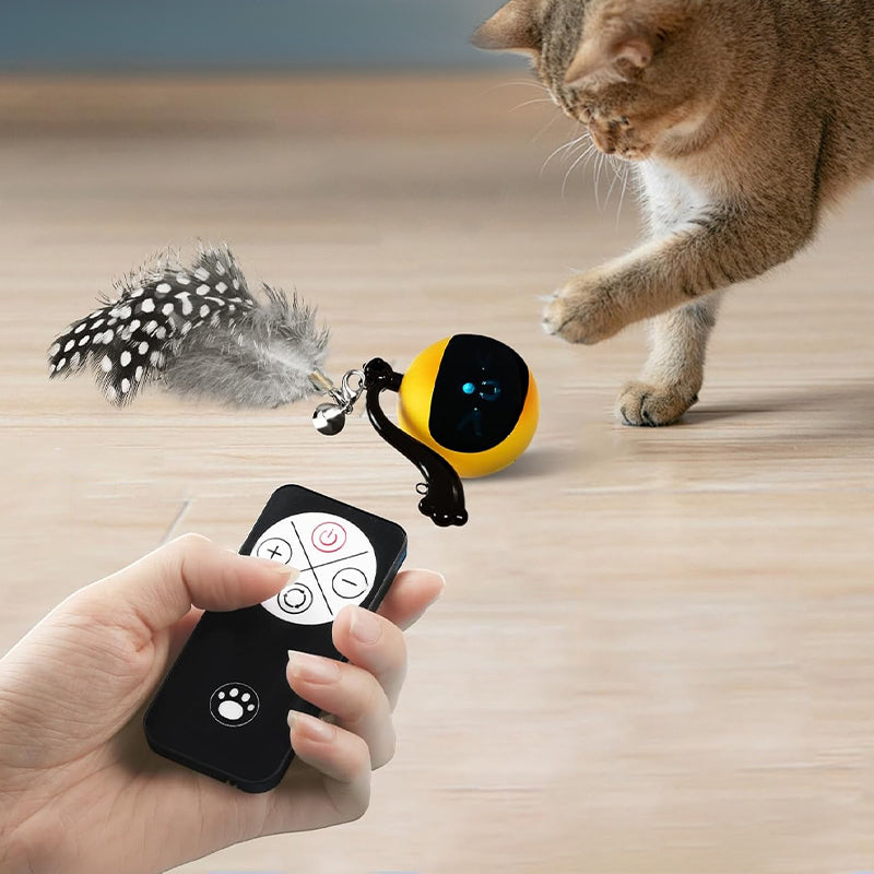 PETSWOL Interactive Cat Toy Ball with Remote Control - Yellow