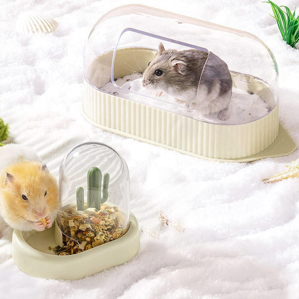 MEWOOFUN Hamster Sand Bath and Bowl Set - Yellow