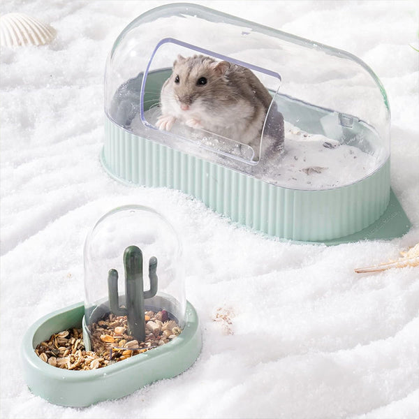 MEWOOFUN Hamster Sand Bath and Bowl Set - Green