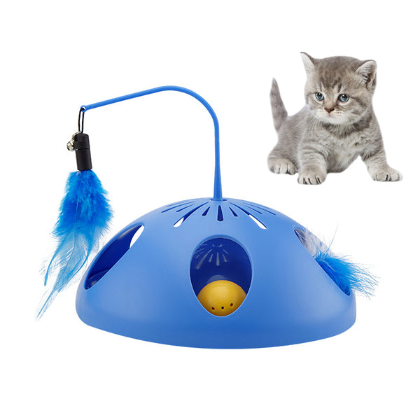 ZOOMIES 3-in-1 Automatic Interactive Cat Toy with Feather and Bell Ball