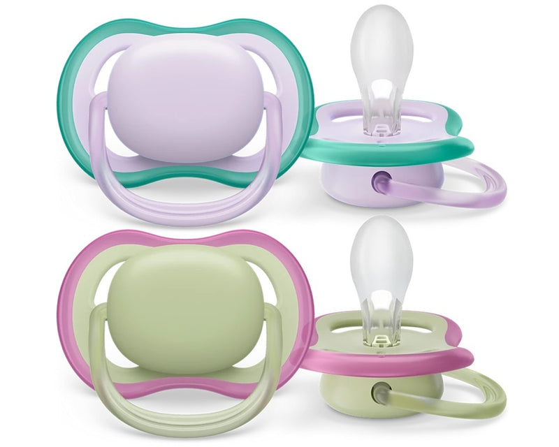 Avent: Ultra Air Soother - Plain Pink/Green 0-6m (2 Pack)