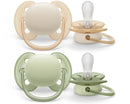 Avent: Ultra Soft Soother - Plain Cream/Green 0-6m (2 Pack)