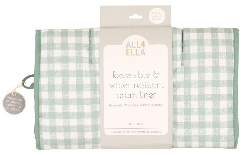 All4Ella: Pram Liner - Gingham Sage