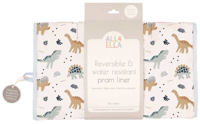 All4Ella: Pram Liner - Beige Dinosaurs