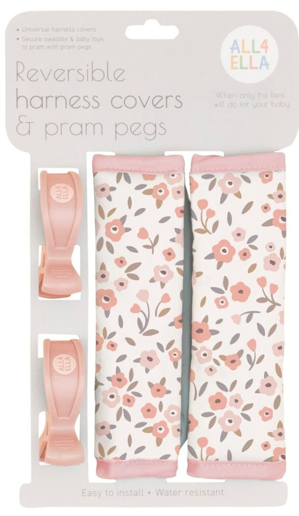 All4Ella: Harness Covers & Pram Pegs - Floral Bouquet