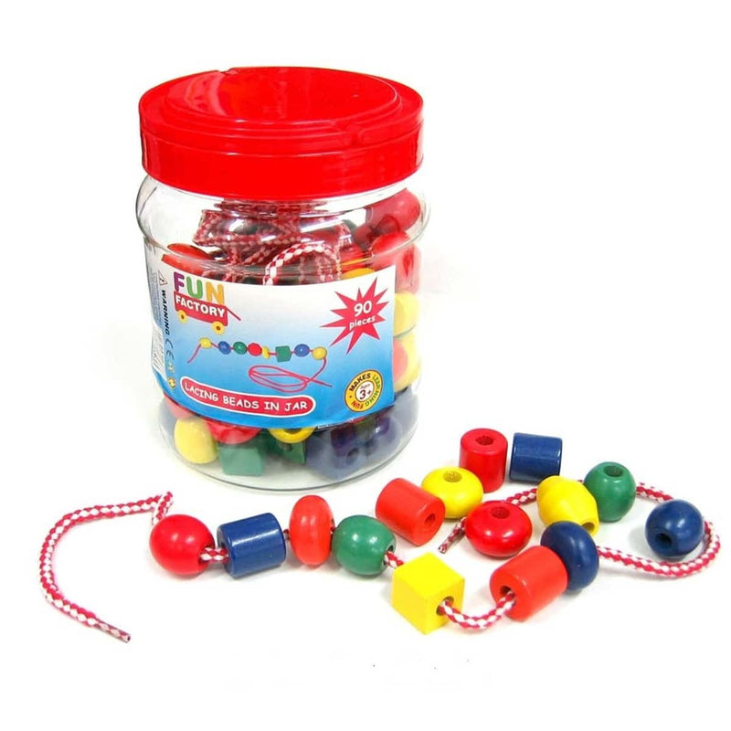 Fun Factory: Wooden Lacing Beads (90pc Set)