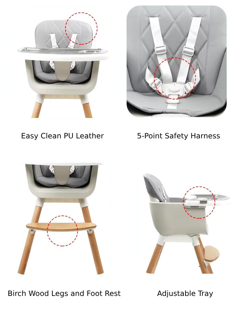 Fraser Country 6-in-1 Wooden Adjustable High Chair - Dark Grey