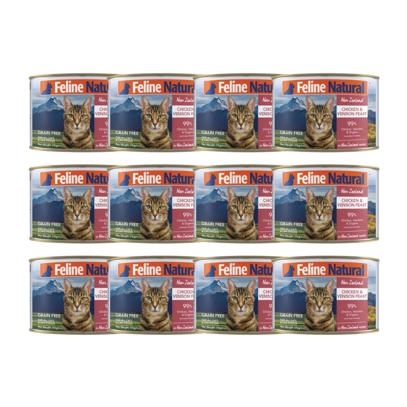 Feline Natural: Canned Cat Food, Chicken & Venison 170g (12 pack)