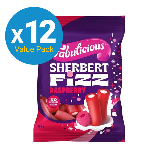 RJ's Fabulicious Sherbert Fizz Raspberry 200g (12 Pack)