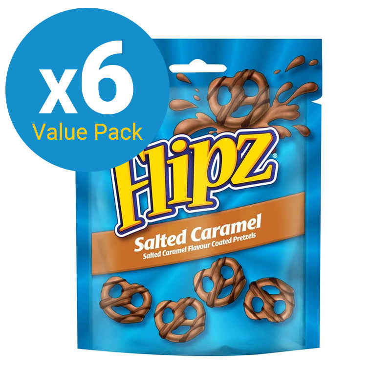 Flipz Coated Pretzels Snacks - Salted Caramel 90g (6 Pack)