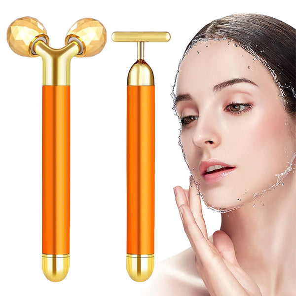 2-in-1 Beauty Wand Electric Facial Massager - Gold