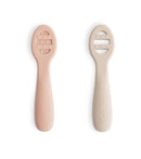 Mushie: First Feeding Baby Spoons - Blush / Shifting Sand (2 Pack)