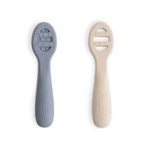 Mushie: First Feeding Baby Spoons - Tradewinds / Shifting Sand (2 Pack)