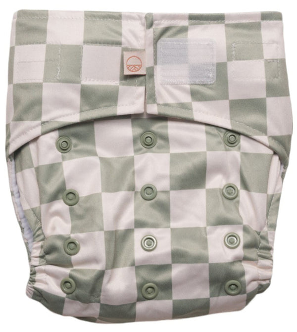 Nestling: SIMPLE Complete Nappy - Moss Check (One Size)