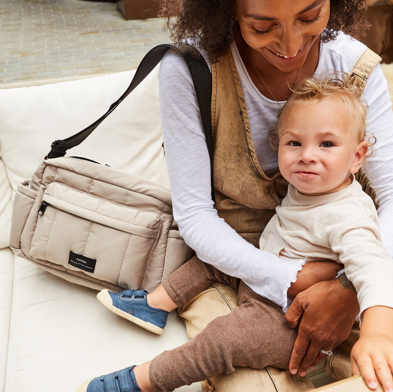 Finnson: Freya Eco Oversized Stroller Organiser With Stroller Clips - Taupe