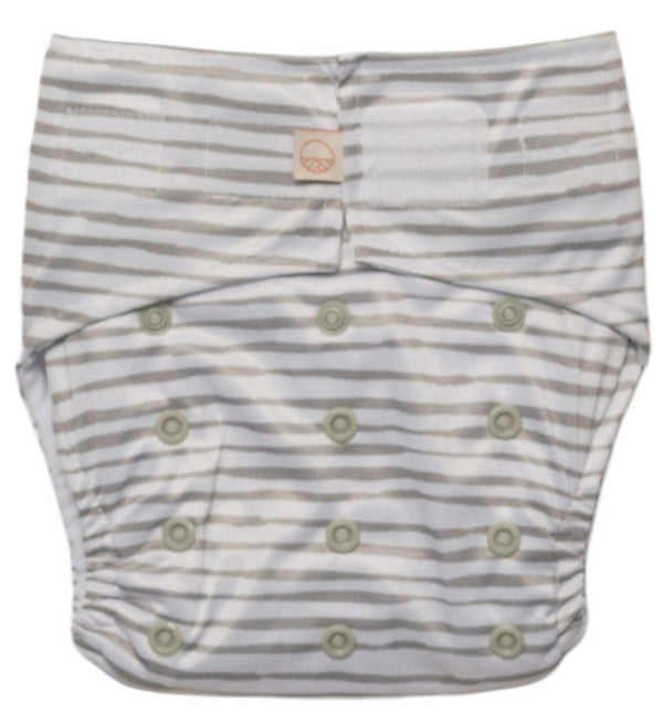 Nestling: Sassy SIMPLE Nappy Complete - Grey Stripe (One Size)