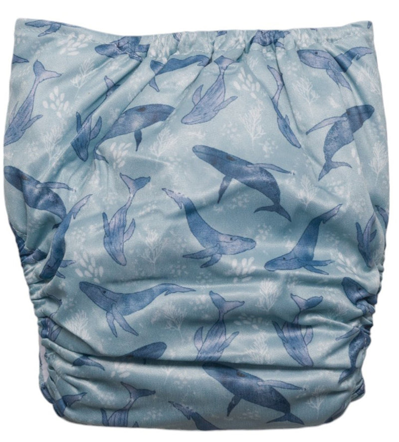 Nestling: Sassy SIMPLE Nappy Complete - Whales (One Size)