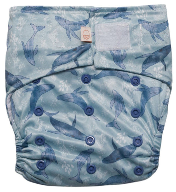 Nestling: Sassy SIMPLE Nappy Complete - Whales (One Size)