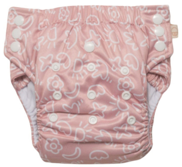 Nestling: Sassy Straight Up Nappy - Pink Pop Art (1-3 years)